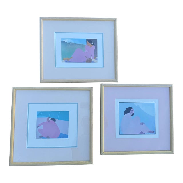 Vintage 70’s Pegge Hopper Lithographs Signed Matted Framed For Sale
