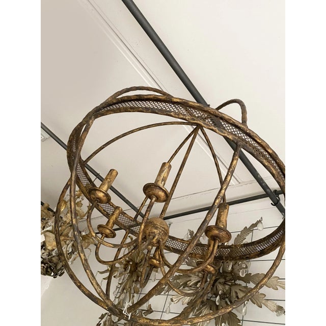 Contemporary Gold-Leaf and Clay Sphere Chandelier For Sale - Image 9 of 10
