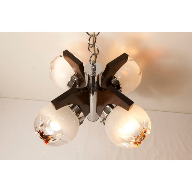 Brown Murano 4-Light Chandelier in Teak from Mazzega, 1960 For Sale - Image 8 of 18