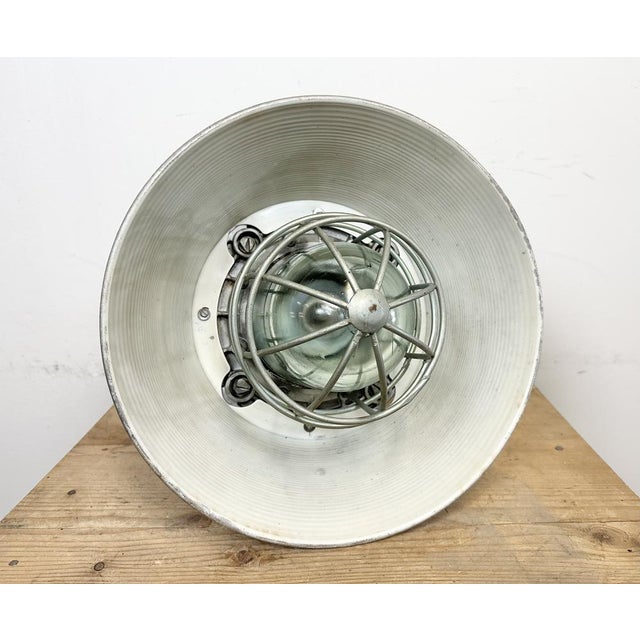 Large Industrial Cast Aluminium Cage Pendant Light from Polam Wilkasy, 1970s For Sale - Image 16 of 18