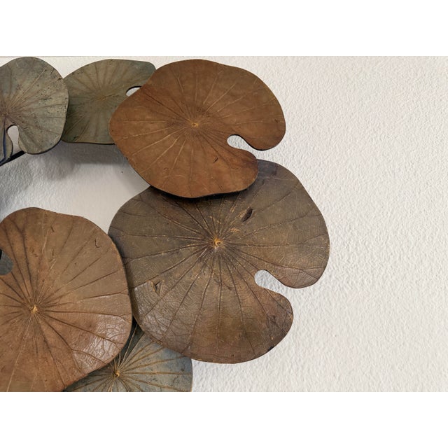 1990s Sculptural Patinated Metal Lotus Leaf Wall Sculpture For Sale - Image 5 of 5