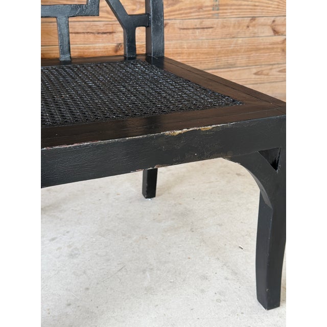 Black Pair of Guildmaster Black Chinoiserie Cane Dining Side Chairs For Sale - Image 8 of 12