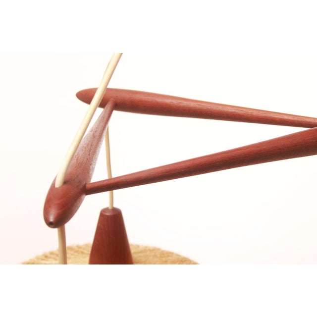 Vintage Triangle Hanging Lamp in Teak, 1965 For Sale - Image 9 of 13