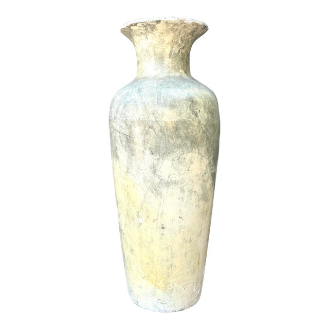 Vintage Mottled Plaster Vase For Sale