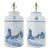 A Pair of Vintage Dutch Delft Hand-Painted Tea Can Table Lamps With Rhine River Scenery For Sale