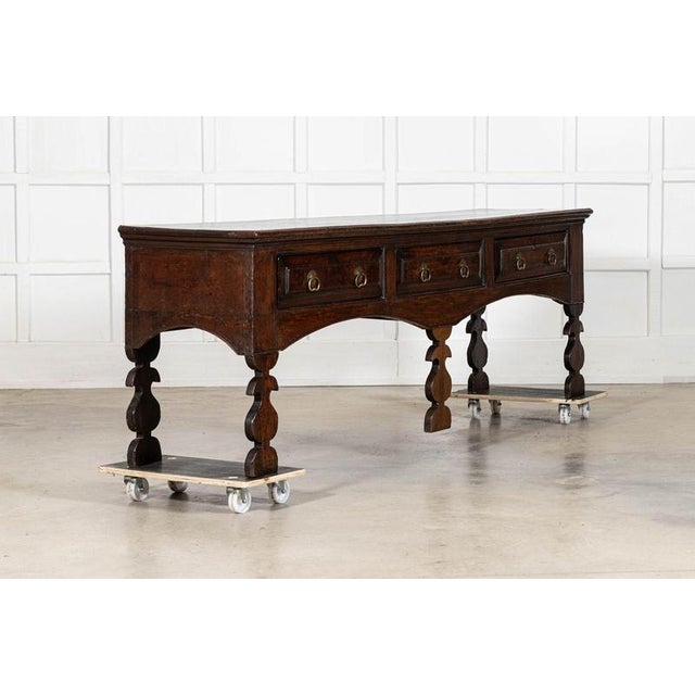 circa 1780 Large 18thC English Oak Dresser Base W234 x D49.5 x H74 cm Weight 72Kg