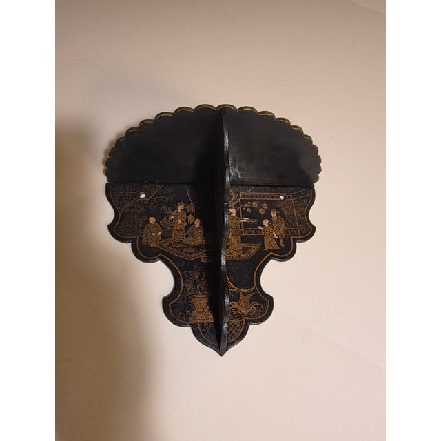 Chinoiserie Black Paper Mache Wall Shelf Bracket For Sale - Image 17 of 17