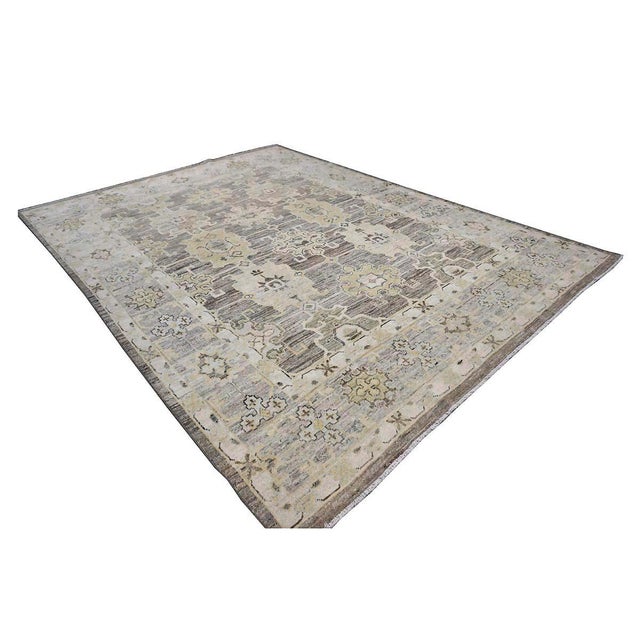 Early 21st Century 21st Century Turkish Oushak Wool 8x12 Charcoal, Yellow, & Light Grey Handmade Area Rug #1144069 For Sale - Image 5 of 10