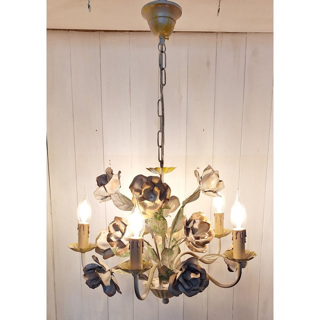 Vintage Five-Light Florentine Chandelier in Metal, 1990s For Sale - Image 9 of 9