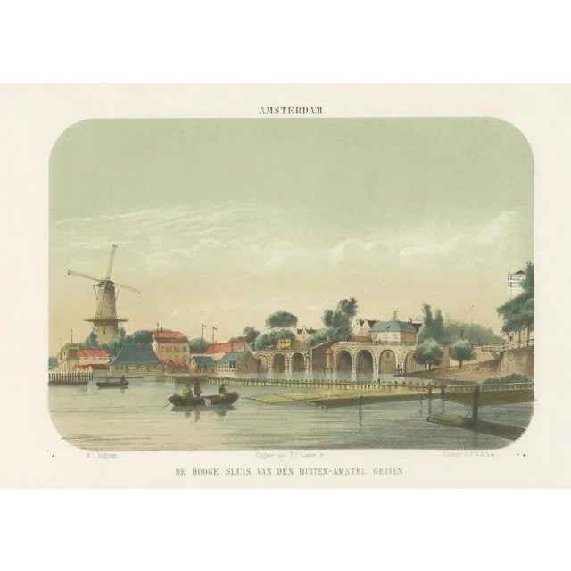 P. W. M. Trap, Amsterdam View of the Hoge Sluis and Amstel, 19th Century, Lithograph on Paper For Sale - Image 6 of 10