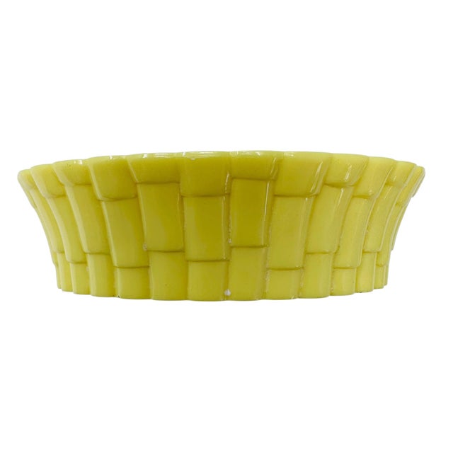 1970's Bai Yellow Faux Bamboo 4pc Bathroom Set Wastebasket Tissue Box Cover Soap For Sale - Image 12 of 18