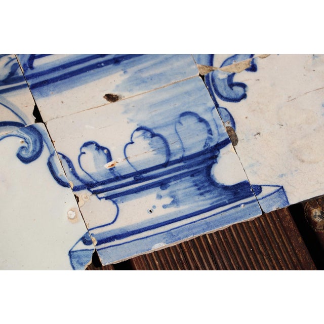 Tile Mural Panel Depicting a Baroque Jardinière With Flowers, Portuguese, 18th Century For Sale - Image 10 of 12