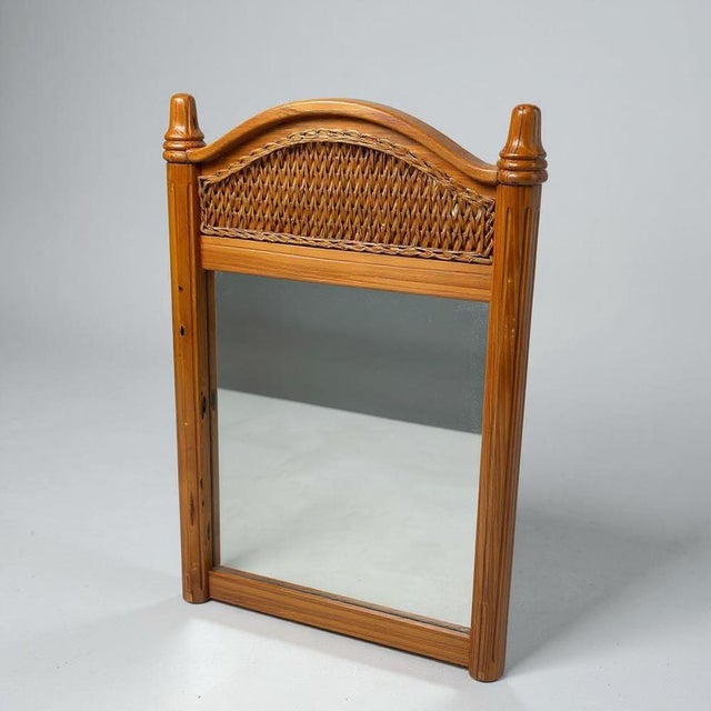 This mid century modern mirror features a large wall mirror design crafted with a bamboo frame mirror and pine wood mirror...