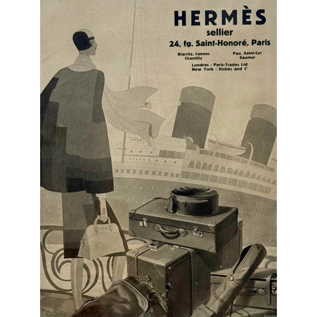 French Set of 3 Vintage French Hermes Fashion Ads Advertisements For Sale - Image 3 of 5