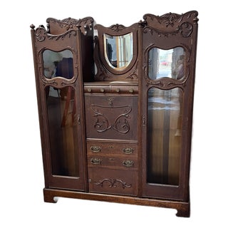 Oak Victorian Side by Side Bookcase/ Desk For Sale
