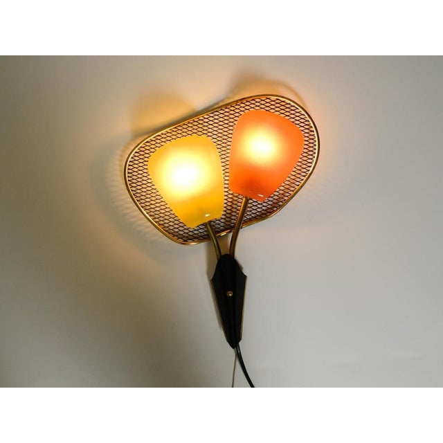 Mid-Century Modern Large Mid-Century Modern Expanded Metal Wall Lamps with Acrylic Glass Shades, 1950s, Set of 2 For Sale - Image 3 of 18