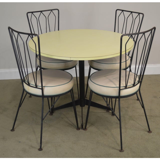 Maurizio Tempestini For Salterini 1950 S Wrought Iron Round Table 4 Chairs Dining Set Chairish