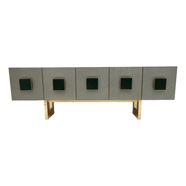 Vintage Italian Bar Sideboard in Glass and Brass, 1980s For Sale