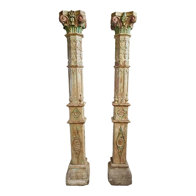 1920s Pair of Colonial India Columns For Sale