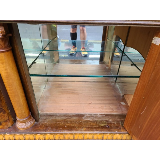 Antique Hand Carved Walnut Italian Empire Credenza Bar Cabinet Sideboard 10 Foot For Sale - Image 12 of 13