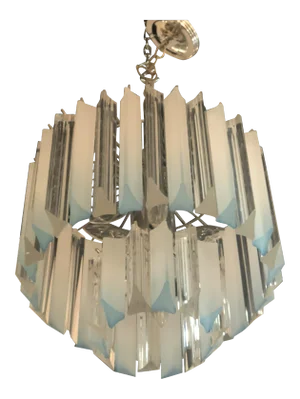 Vintage Hollywood Regency Aqua Blue Lucite Chandelier
