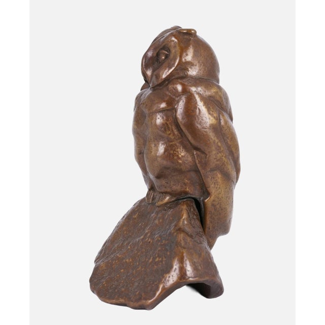 Bronze Figure of Watching Owl on Rocks, 1960s For Sale - Image 3 of 7