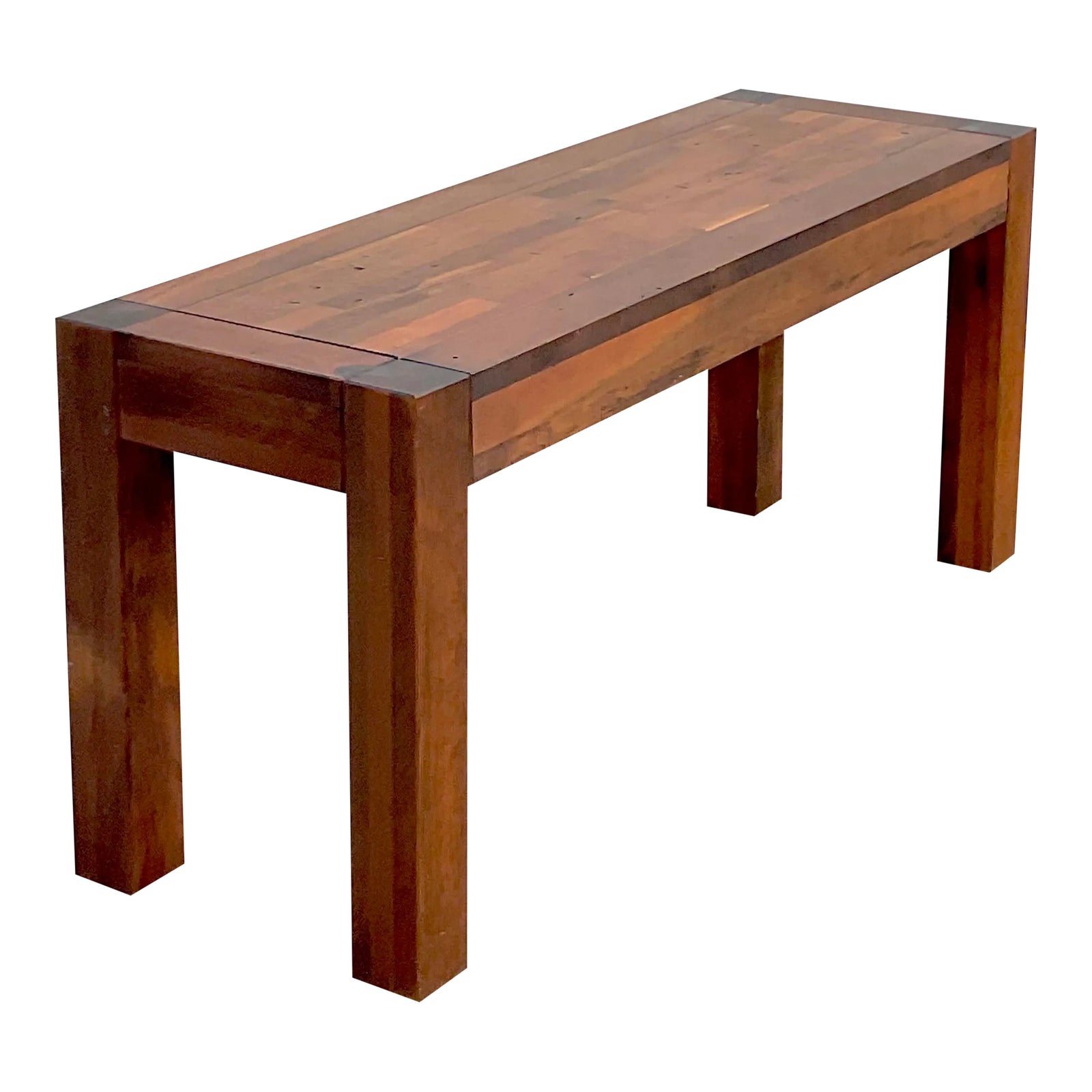 Vintage Boho Wood Block Parsons Console Table Chairish