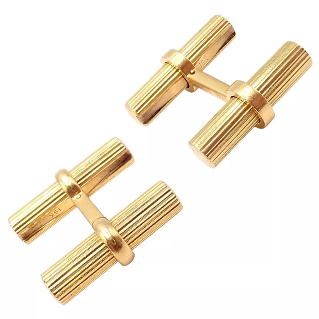 Gold Vintage Van Cleef & Arpels Yellow Gold Bar Cufflinks, A Pair For Sale - Image 8 of 11