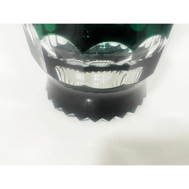Green Cut-to Clear Crystal Vase from Val Saint Lambert For Sale - Image 6 of 8