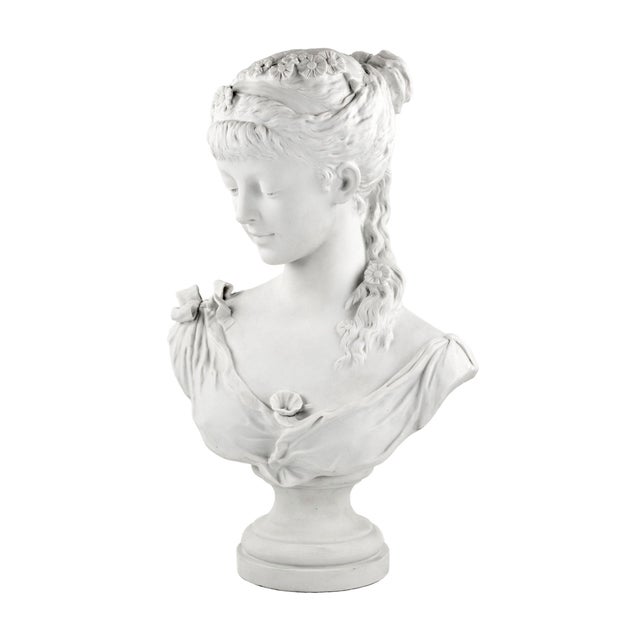 Biscuit Porcelain Bust of a Young Girl from Charles Levy & Co, France, 1880s For Sale - Image 10 of 10