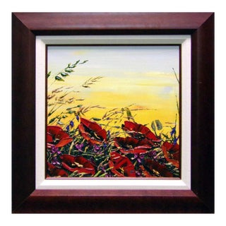 Maya Eventov Papaveri I Original Acrylic Painting on Canvas H.Signed Floral Art For Sale