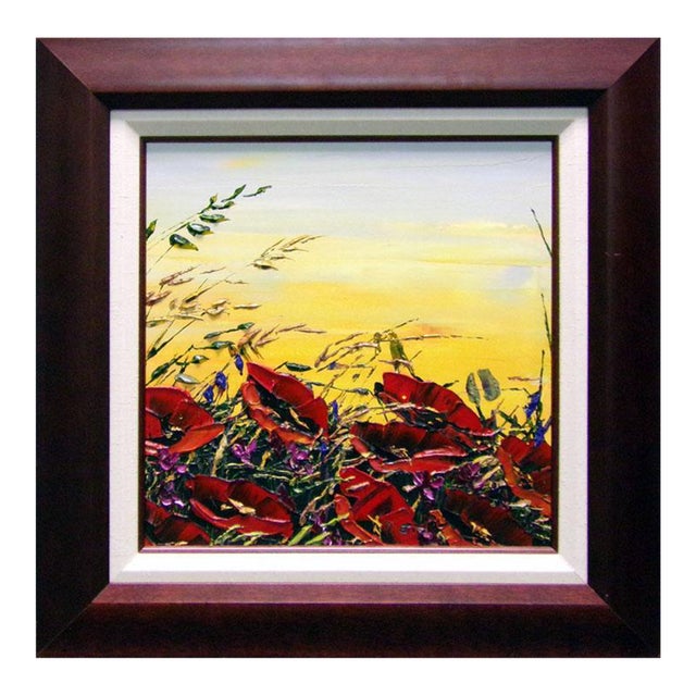 Maya Eventov Papaveri I Original Acrylic Painting on Canvas H.Signed Floral Art For Sale