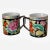 A vintage pair of Chinoiserie Mugs with black background and colorful gilded flowers and Greek trim designs. A great...