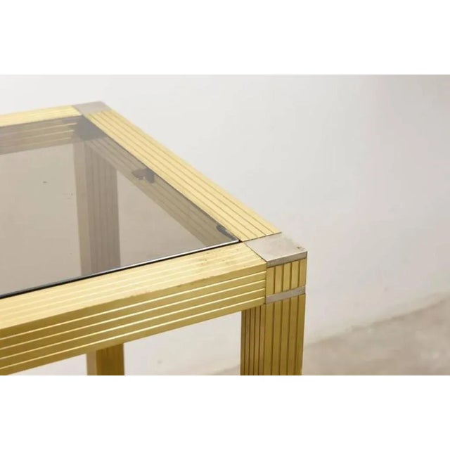 Mid-Century Modern Vintage Italian Brass and Smoked Glass Vitrine, 1970s For Sale - Image 3 of 8