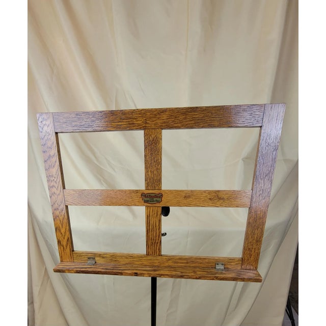 Wood Late 19th Century Antique Hamilton Oak Music Stand With Iron Base For Sale - Image 7 of 12