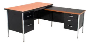 Mid-Century Modern Black Aluminum & Chrome Desk