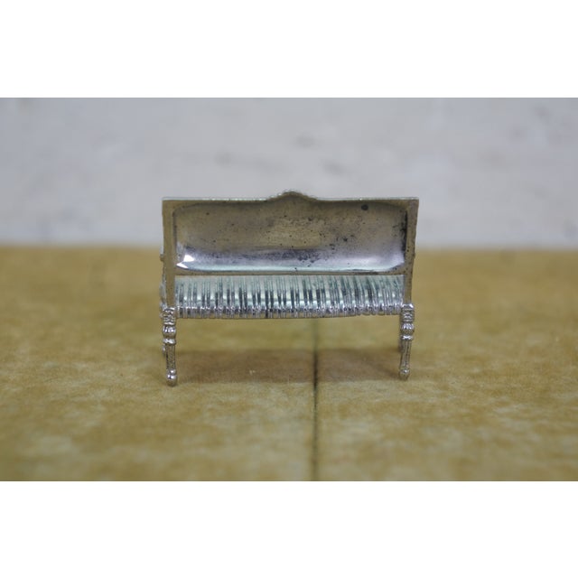 Antique Victorian Miniature Silver Dollhouse Furniture Settee Table Chairs 2" For Sale - Image 9 of 18
