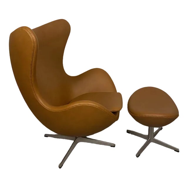 Egg Chair with Ottoman by Arne Jacobsen for Fritz Hansen, 2004, Set of