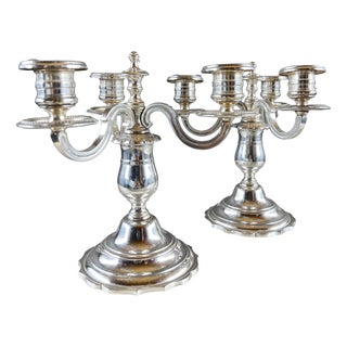 Silver-Plated Metal Candelabra, 1900s For Sale