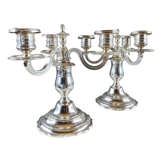 Silver-Plated Metal Candelabra, 1900s For Sale