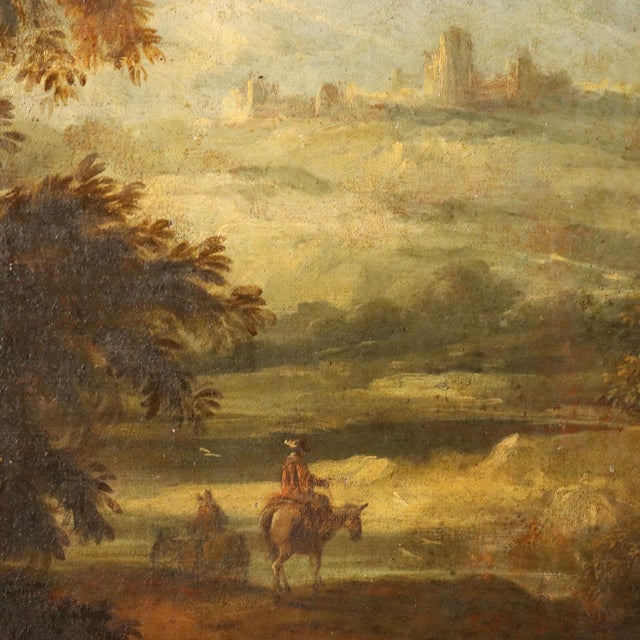 Landscape with Stream, Mill and Figures, Oil on Canvas, Framed For Sale - Image 5 of 14