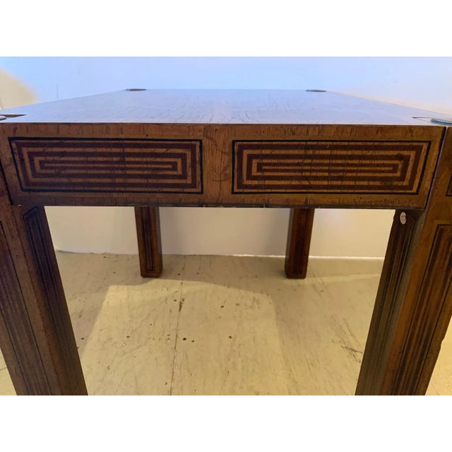 Wood Inlaid Wood Rectangular End Table With Geometric Decoration For Sale - Image 7 of 13