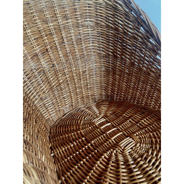 Mid-Century French Barrel Wicker Armchair in Woven Rattan and Willow, 1960s For Sale - Image 9 of 11
