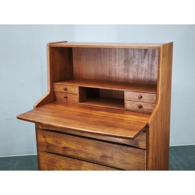 Danish Modern Teak Secretary Writing Desk with Drawers, 1960s For Sale - Image 12 of 18