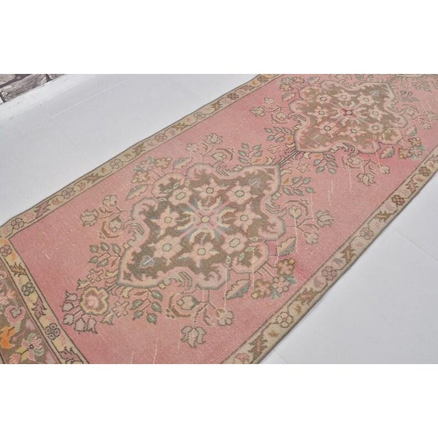 Textile Vintage Oushak Hallway Runner For Sale - Image 7 of 10