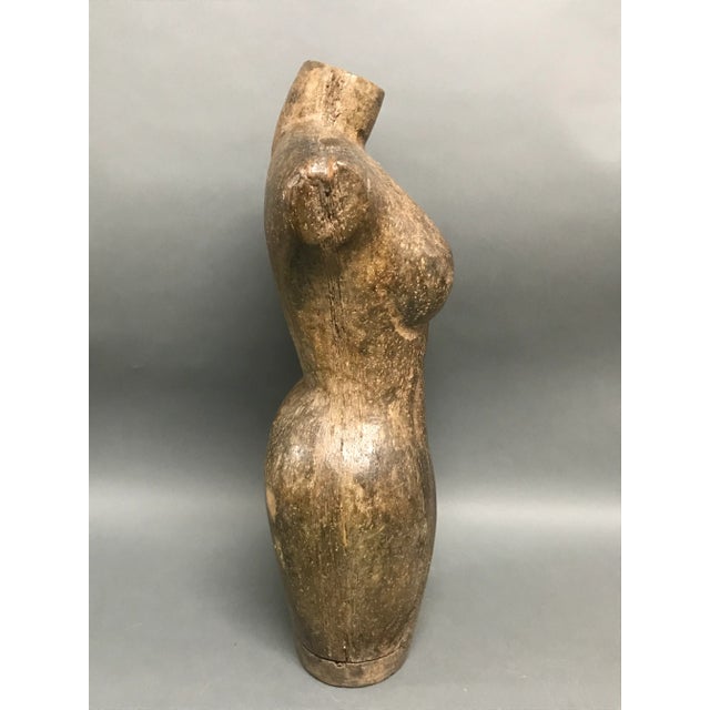 Figurative 1920s Vintage Large Carved Solid Wood Papermache Mold Dress Sculpture For Sale - Image 3 of 7