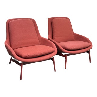 Blu Dot Field Craig Red Lounge Chairs, Pair For Sale