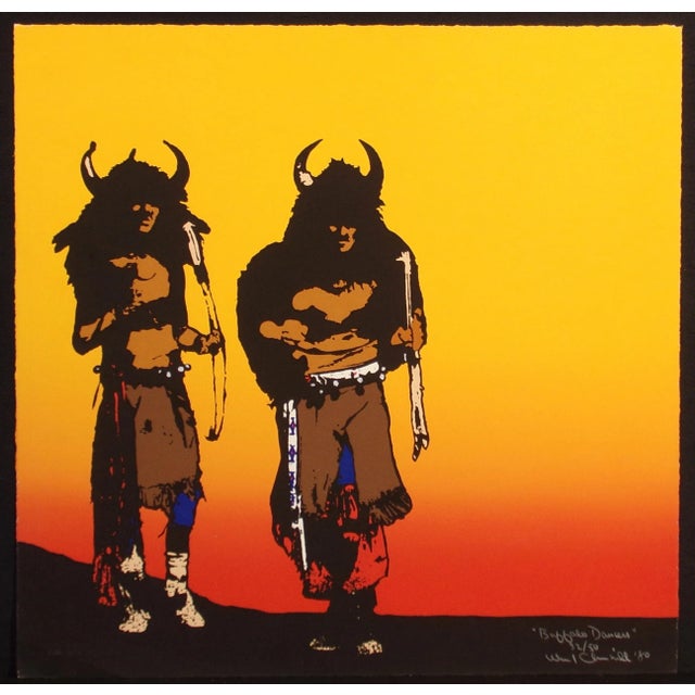 Yellow Ward Churchill "Buffalo Dancers" Hand Signed Fine Art Serigraph 1980 For Sale - Image 8 of 8