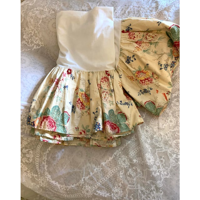 Vintage Ralph Lauren Garden Club Elisa Floral Roses Full Bed Skirt Cottage Core French Country Cotton Fabric Multicolor on Yellow- Ivory Grown For Sale - Image 11 of 12