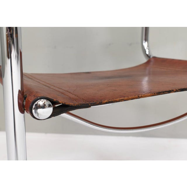 S34 Dining Armchair in Cognac Saddle Leather by Mart Stam for Fasem, 1970s For Sale - Image 18 of 18